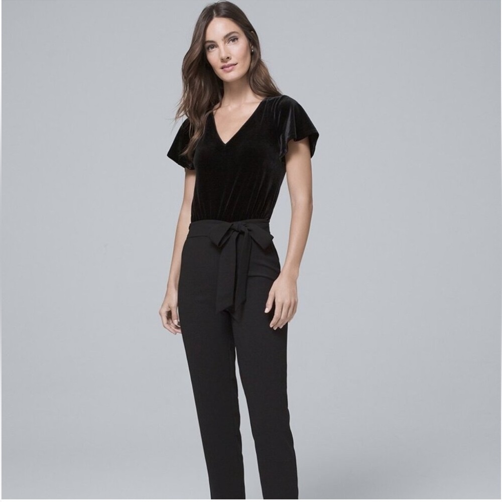 White House Black Market- velvet top jumpsuit. EUC. Size 10.